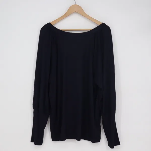 LOFT Womens XL Navy Blue Bishop Sleeve Ribbed Cuff Boat Neck Knit Blouse Top - Image 5