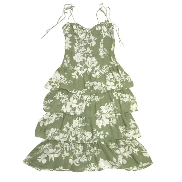 NWT Reformation Kesia in Willow Floral Tie Strap Georgette Tiered Midi Dress 12 - Image 4