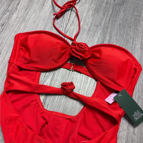 Wild Fable Rosette High Leg Extra Cheeky One Piece Bathing Suit - Image 3