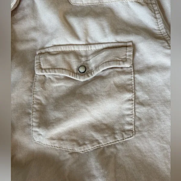 Old Navy Ivory Corduroy 2 Pocket Pearl Snap Western Cowgirl Dress - Image 4