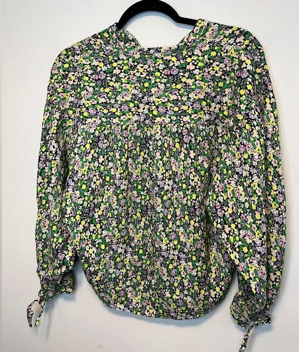 Anthropologie Maeve Ashleigh Puff-Sleeved Button Down Ditsy Floral Blouse - Image 14