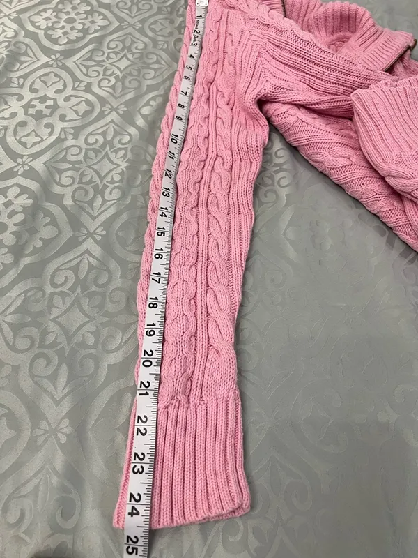 Lauren Ralph Lauren Pink Cable-Knit Half-Zip Turtleneck Sweater - Image 10