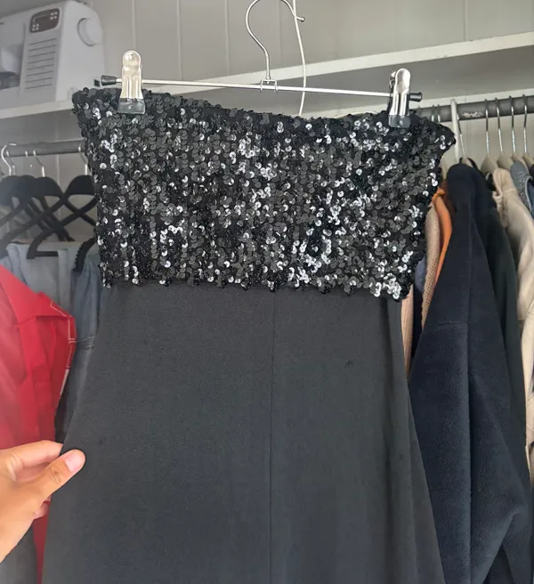 Black Tie Black Sequin Dress - Image 12