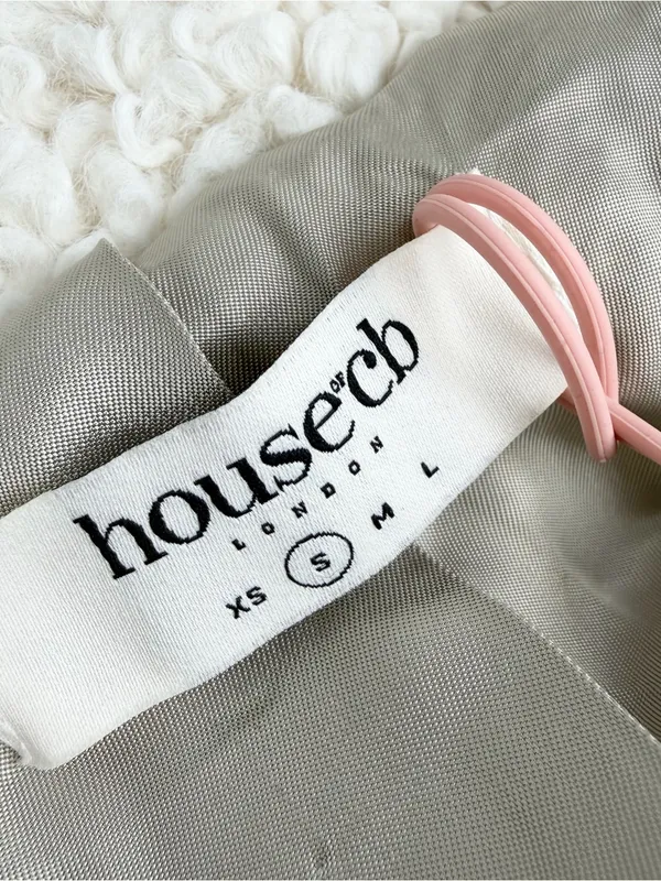House of CB Bear Coat Milk White Size Small NWT Faux Fur Sherpa - Image 9