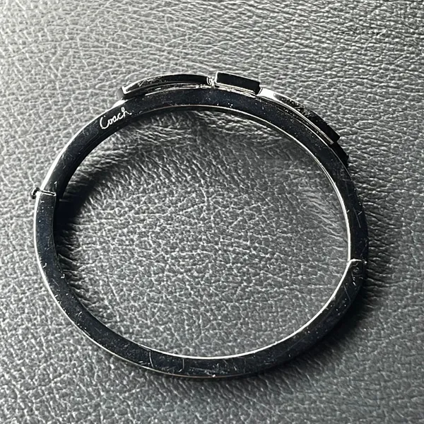 Coach‎ Bow Bangle Bracelet Womens OS Gunmetal Coquette Crystal Hinge Cuff - Image 6