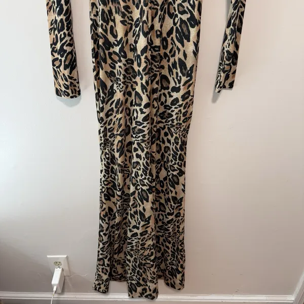 Nanushka Leopard Blaize Zipper Maxi Dress Size Small - Image 6