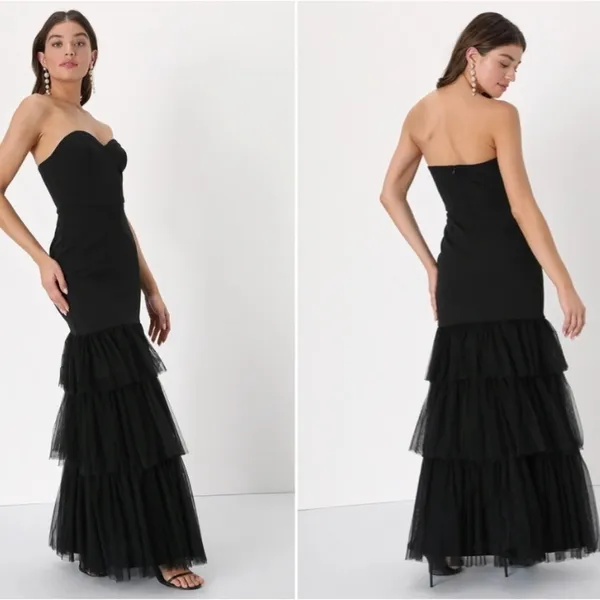 LULU's Elegant Wedding Special Event Sexy Bustier Tiered Ruffle Mermaid Gown - Image 3