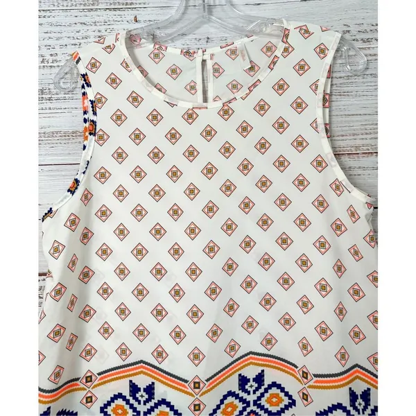 Pink Blush Women's Aztec Print Keyhole Back Sleeveless Top Multi-Color Medium - Image 2