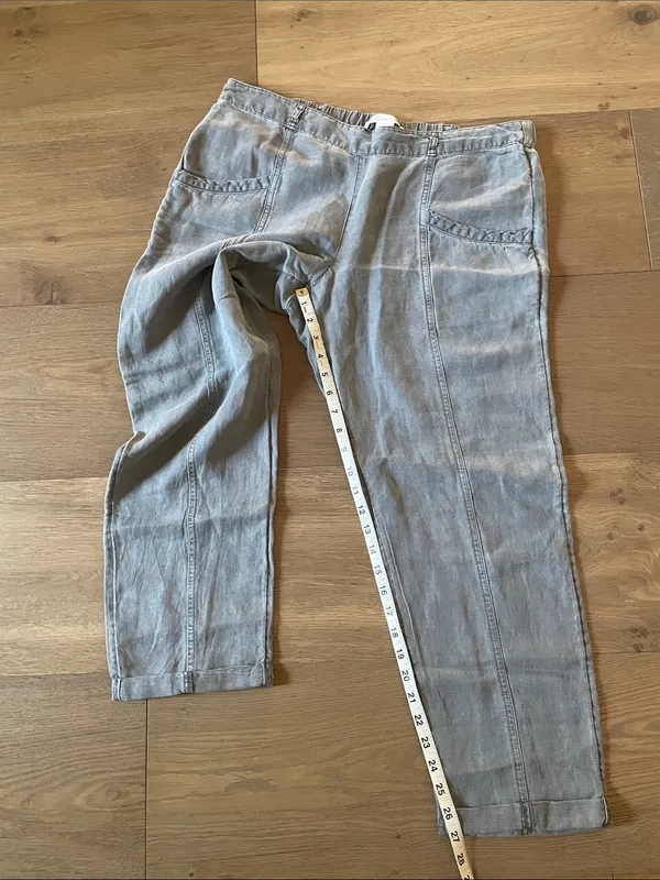 C&C California Linen Lyocell Cropped Pull On Pants Gray Size Large - Image 5