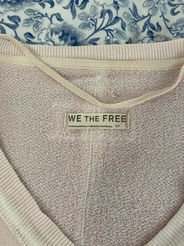 We The Free Venice V Neck Sweatshirt Light Pink S - Image 3