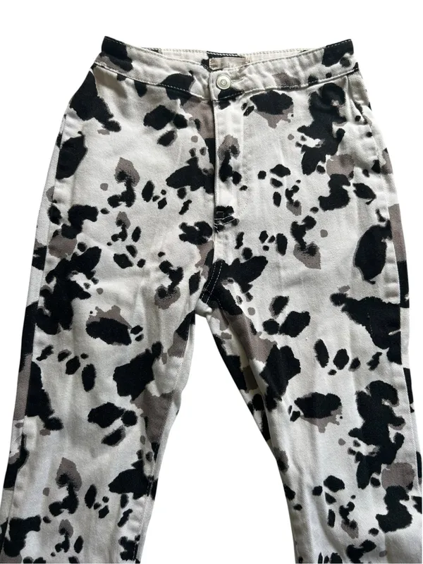 Altar’d State Cow Print Bell Bottom Flare Jeans Boho Chic Western Retro Festival - Image 3