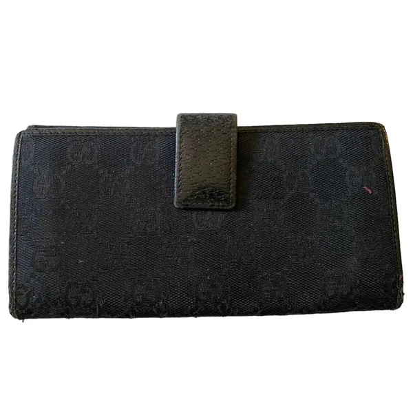 Gucci Black Authentic Monogram Canvas GG Snap Bifold Wallet - Image 2