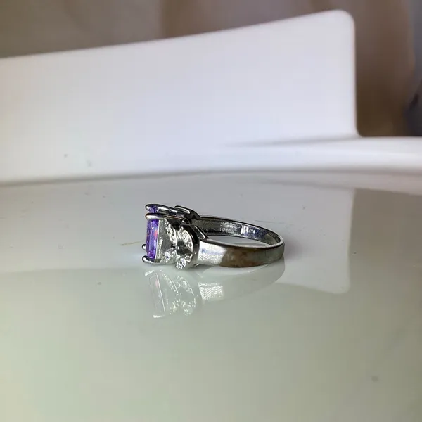 Faux Amethyst Crystal Ring Silver - Image 5