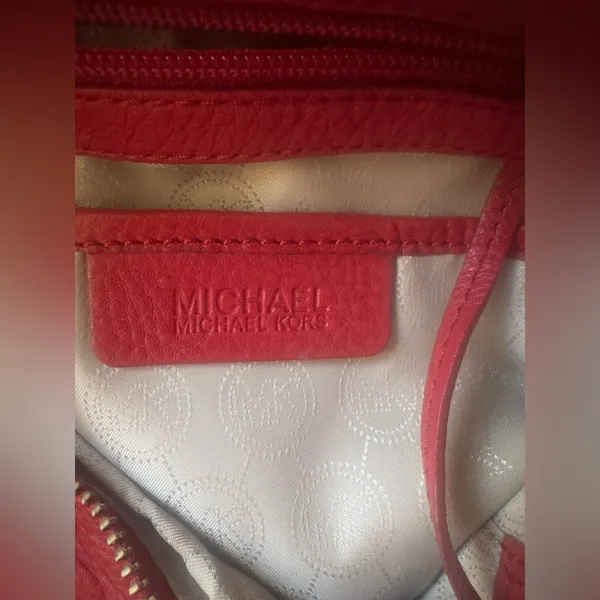 Michael Kors Red Leather Mini Hobo Style Shoulder Bag - Image 7
