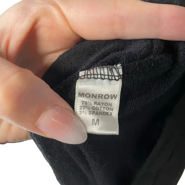Monrow Classic Black‎ Crewneck Pullover Sweatshirt Size Medium Black - Image 9