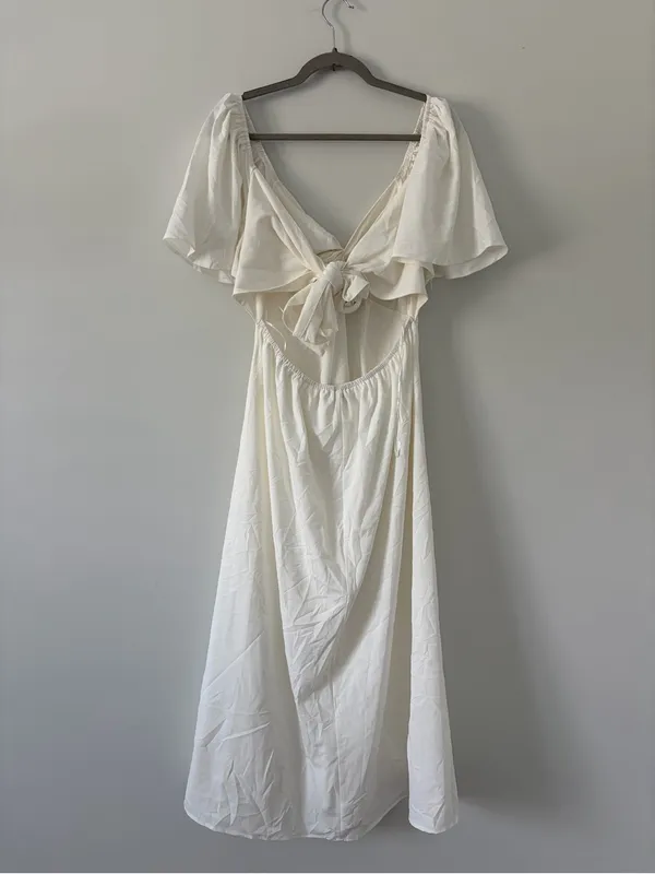 Baltic Born Indie Back Tie Dress Off White Maxi Dress NWT Large - Image 6