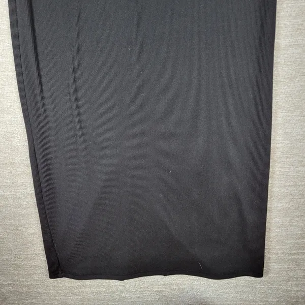 DAZY Shein Ribbed Maxi Dress Small Black Racerback Sleeveless Back Slit Bodycon - Image 7