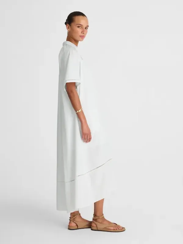 Madewell White Cotton Midi Dress NWT XXS Collared Poplin Slip Lined Summer - Image 13