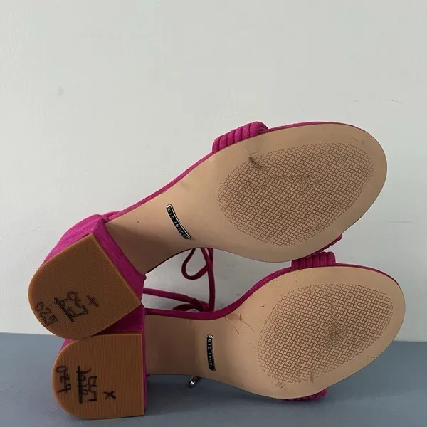 Gianni Bini Rhiaann Pink Fuchsia Suede Ankle Tie Block‎ Heel Sandals - Image 8