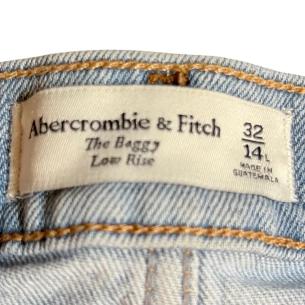 Abercrombie & Fitch The Baggy Low Rise Jeans Light Wash 32 14L Wide Leg - Image 6