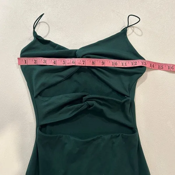 Windsor Dark Green Ruched Bodycon Mini Dress Spaghetti Strap Small - Image 5