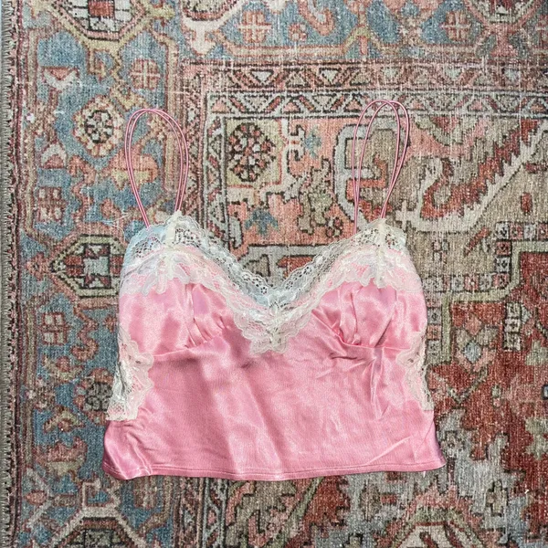 Verge Girl After Party Satin Lace Cami in Pink - Image 2