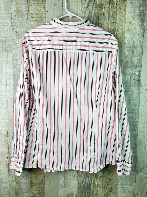 Jones New York 3X Striped Button Front Long Sleeve W/Button Cuff Shirt Top - Image 2