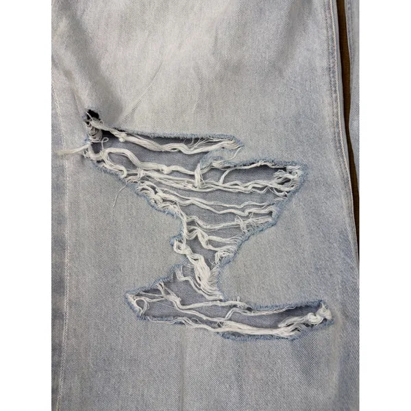 American Eagle Super High-Rise Baggy Wide Leg Ankle Jean Light Wash Distressed 6 - Image 7