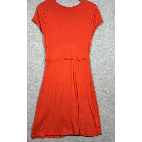 Free People Orange Dress XS Ruched‎ Front Detail Stretchy Comfortable - Image 4