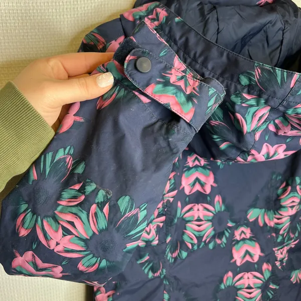 Burton Living Lining Snowboard Jacket Womens Small Navy Blue Pink‎ Floral Hooded - Image 5