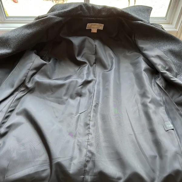 Michael Kors Dark Gray Wool Coat with Gold Hardware size M - Image 13