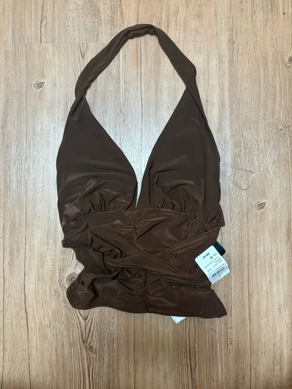 Windsor Twist The Night Halter Crop Top Brown - Image 2