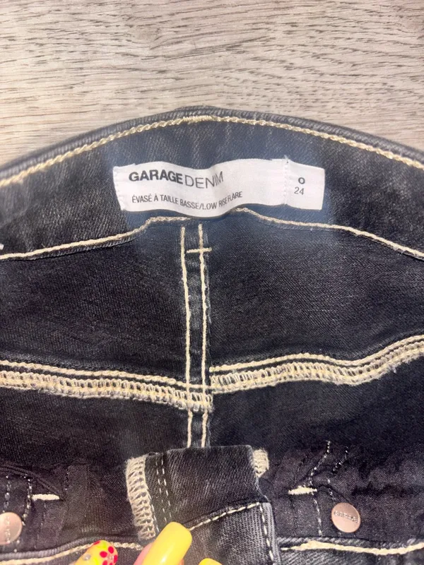 Garage Low Rise Flare Jeans Size 24 / 0 Y2K Black Wash Bootcut Vintage Style - Image 6
