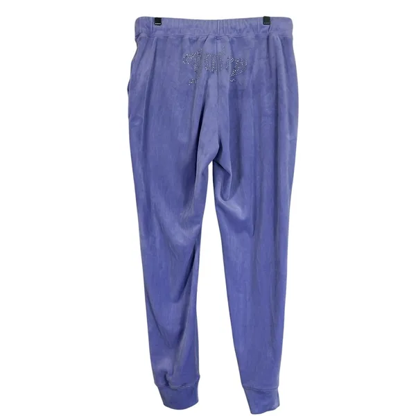 Juicy Couture Forever 21 Velour Rhinestone Logo Joggers Purple Y2K Bling Size L - Image 5