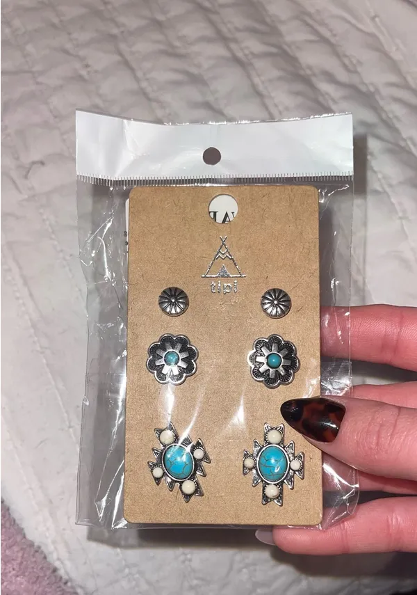 Tipi turquoise earring studs Silver - Image 2