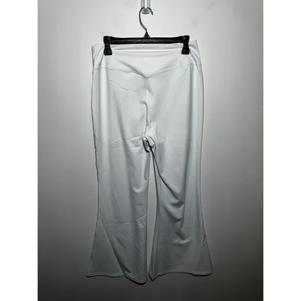 New Halara Crossover High Waisted Back Pocket Super Flare Leggings White XL - Image 3