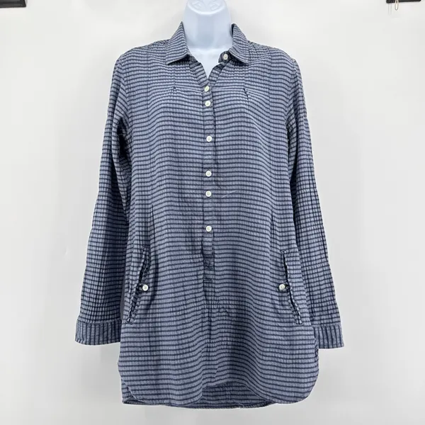 Toad&Co‎ Mixologist Tunic Shirt Womens Small Blue Striped Organic Cotton - Image 2