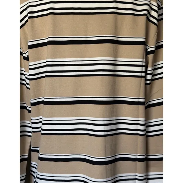 ROMY Varsity Stripe Polo Knit Top Tan Black Ivory Long Sleeve NWT XS - Image 8