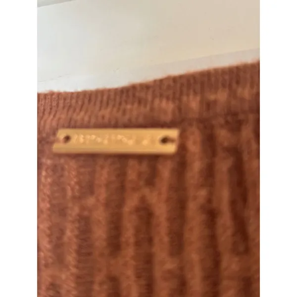 Tahari Women Rust Brown Textured‎ Ribbed Knit Short Sleeve Sweater Top Size M - Image 4
