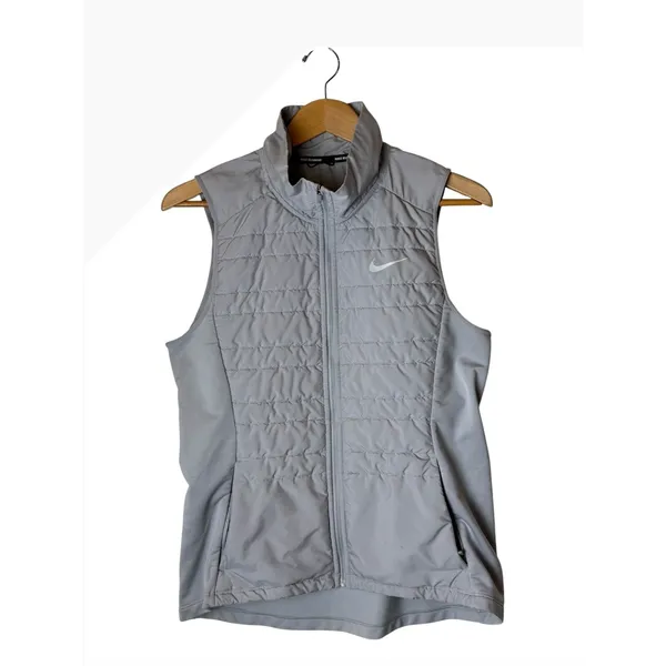 Nike Aeroloft Running‎ Vest Women Medium Grey Quilted Full Zip Athleisure Walk - Image 2