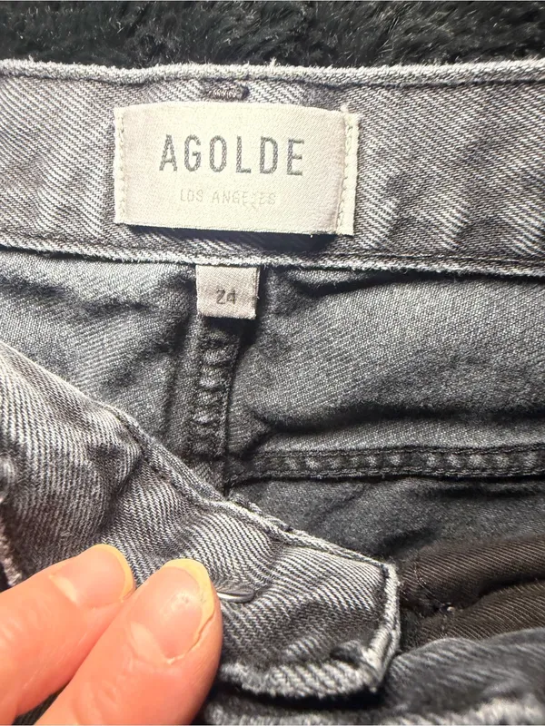 Agolde 90’s Pinch Organic Cotton High Rise Ribcage Black Wash Straight Jean 24 - Image 5