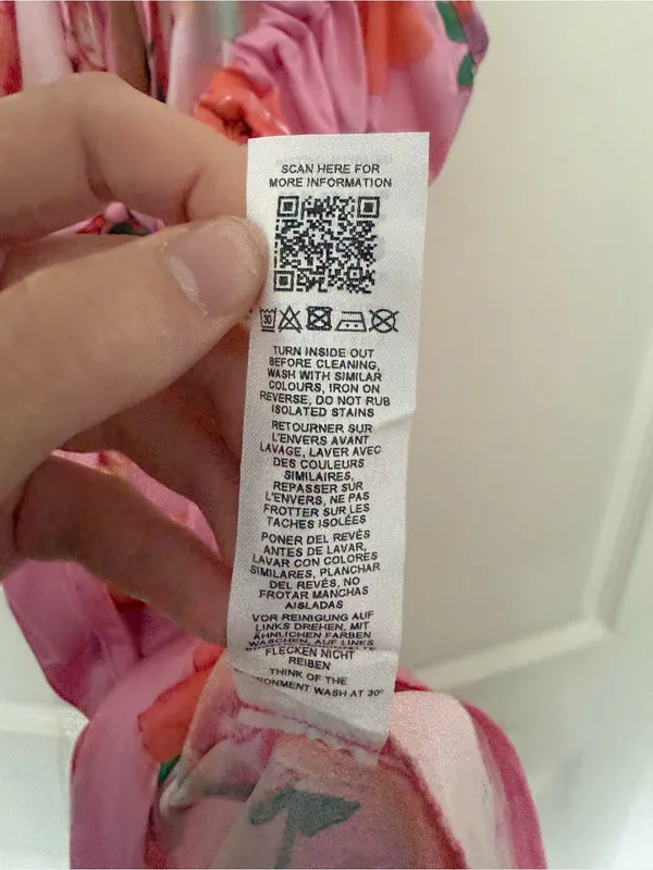 Reclaimed Vintage Pink Rose Satin Mini Dress Tie Back Size US 6 - Image 7