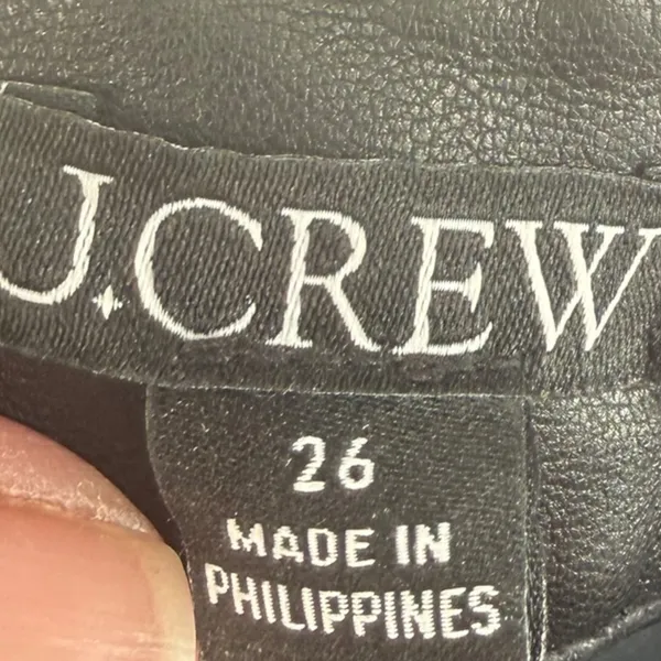 J.Crew Womens Faux Leather Nipped Straight Leg Pants Black Size 26 Minimalist - Image 3
