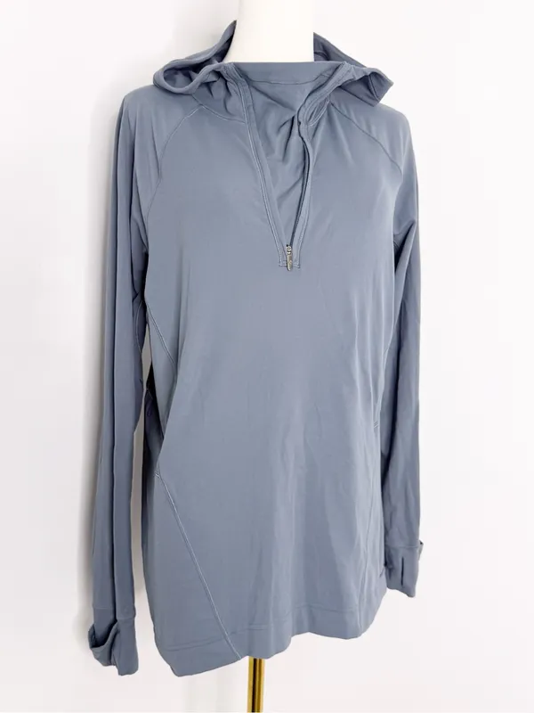 Lululemon Warm Stabilizer 1/2 Zip Hoodie Rulu Blue Gray Size 8 - Image 6