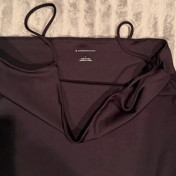 By‎ Anthropologie Womens Black Spaghetti Strap Thong Bodysuit Large Scoop Neck - Image 3