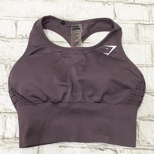 GYMSHARK Purple Wash Energy Seamless Crop Top Size Small - Image 4