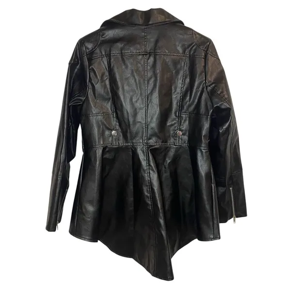 Vegan Leather Size Medium Women's Jacket Flare Back With‎ Zippers Biker Mob wife - Image 4