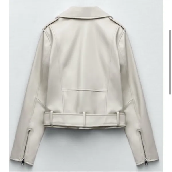 Zara cream faux leather moto jacket - Image 3