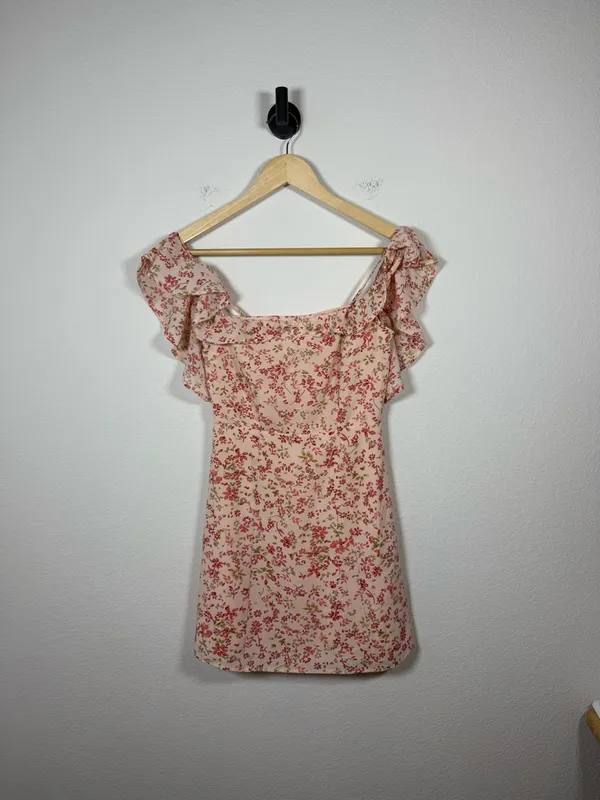 For Love & Lemons Aurora Floral Mini Dress Off Shoulder Ruffle XS - Image 3