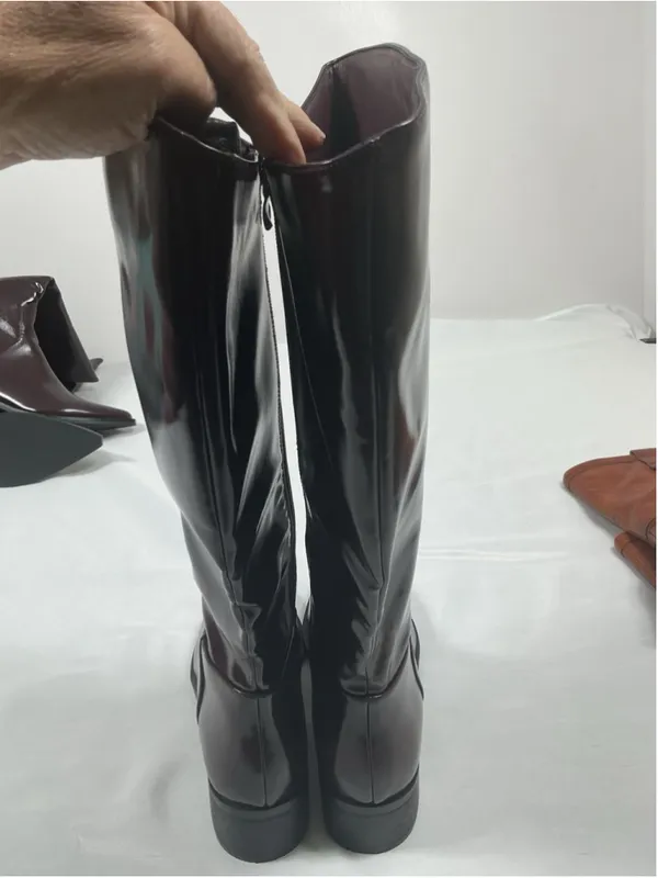Women’s Burgundy Knee High Zip Pointed Toe Riding Boots size 10 - Image 4
